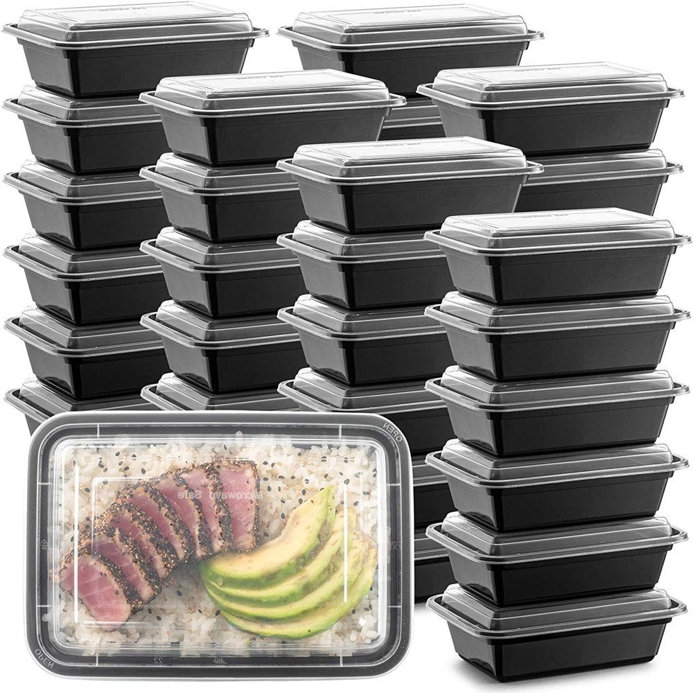 10pcs Disposable Plastic Food Containers Fruit Salad Bento Box Prep Storage Lunch Boxes Microwavable Meal Restaurant Supplies