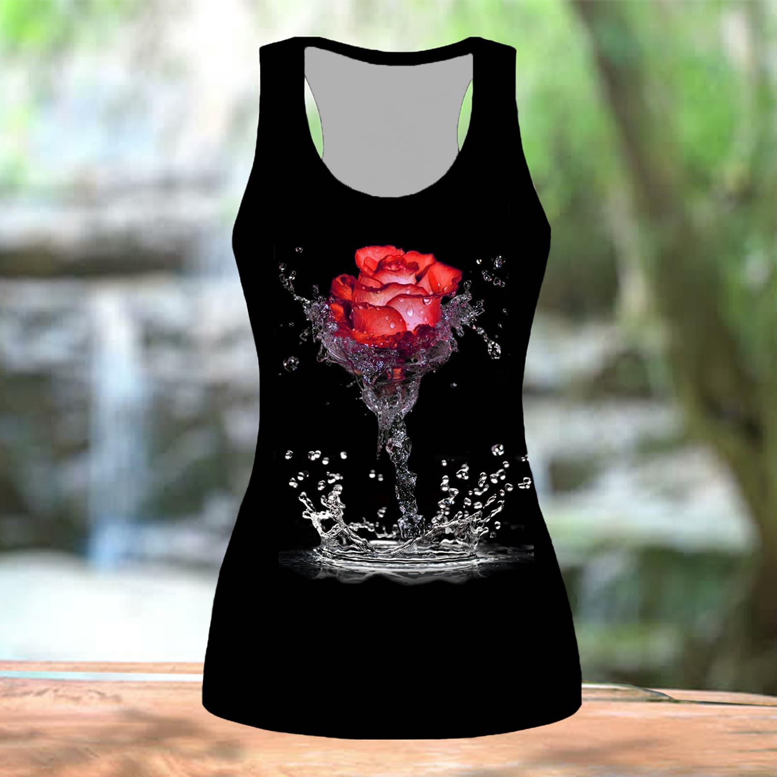 

3D принт розы для женщин, летние спортивные рубашки с принтом в полоску и лоскутное шитье, жилеты больших размеров S красный