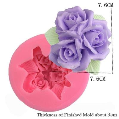 Moldes de Silicone 3D DIY Molde de Sabonete de Flor Rosa para Fazer Ferramentas para Decoração de Bolo Acessórios de Panificação Moldes de Fondant 2023 1 peça