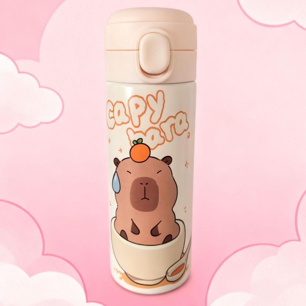 Popular 3D Printed Cartoon KT Cat Stainless Steel Thermos Flip-Top Cup for Women and Kids