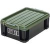 JEJ Astage X Series NT Box #13 Black Green Storage Box, Disaster Preparedness, 29.5cm Wide X 44cm Deep X 16cm High, Made In Japan, Stackable