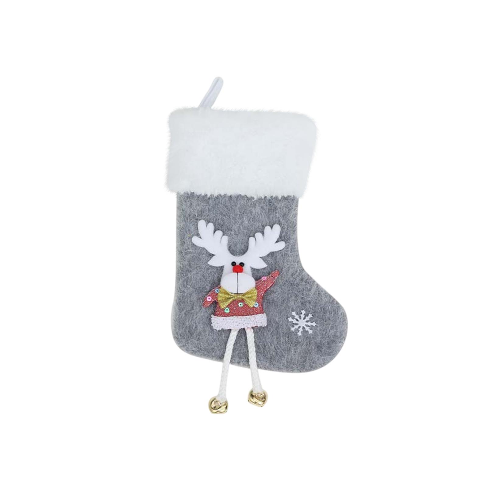 

Christmas Stockings Gift Bag Cartoon Santa Claus Snowman Elk Hanging Socks Christmas Party Decoration Candy Gift Bag Stockings One Size сірий колір