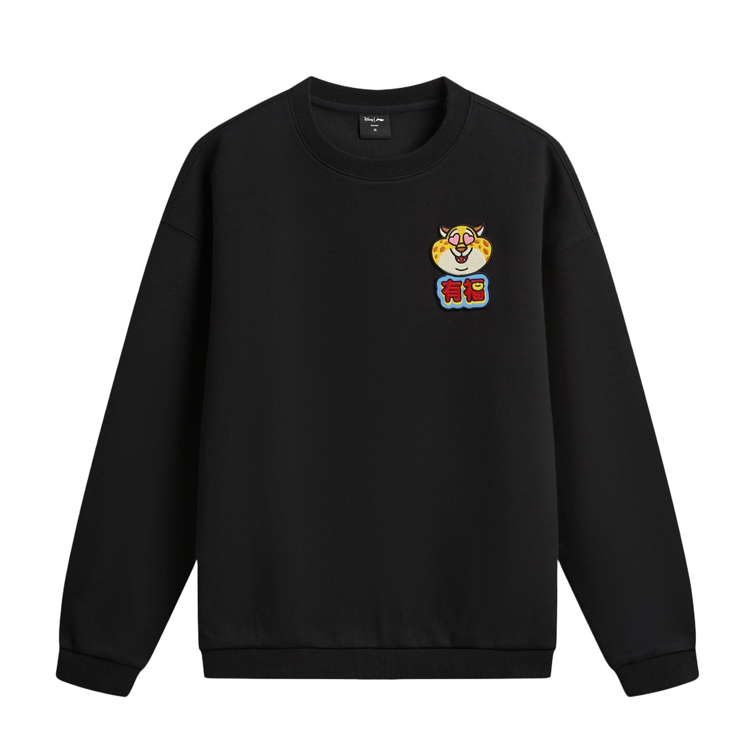 LI-NING Unisex 2025AW Trend Series Color-Block Crew Neck Sweatshirt Black AWDW842-3 XS