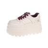 Plateauschuhe mit Höhenerhöhung Lederoberfläche Damen Frühling neu vielseitige Muffin-Schuhe lässige und bequeme Board-Schuhe