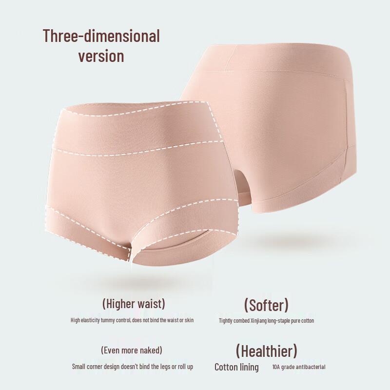 Montagut Women's High-Waist Antibacterial Cotton Briefs 3-Pack