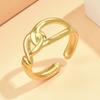 Trendy Adjustable Gold-Plated Stainless Steel Chain Ring for Women