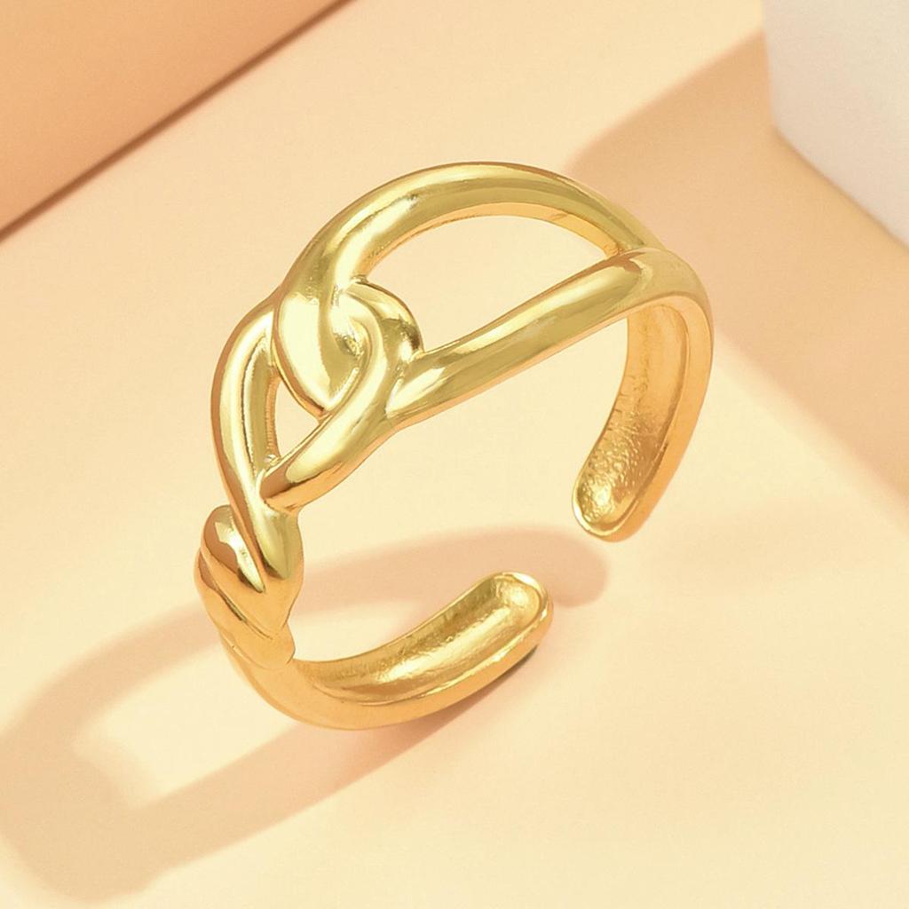 Trendy Adjustable Gold-Plated Stainless Steel Chain Ring for Women