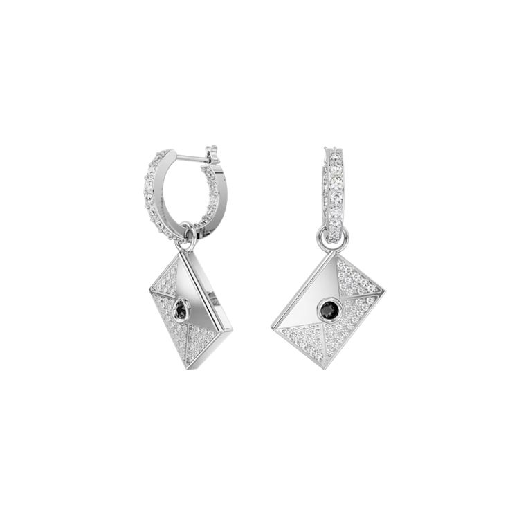 Swarovski Letra Mini Envelope Earrings Unisex Earrings Silver 5665864 Silver,F