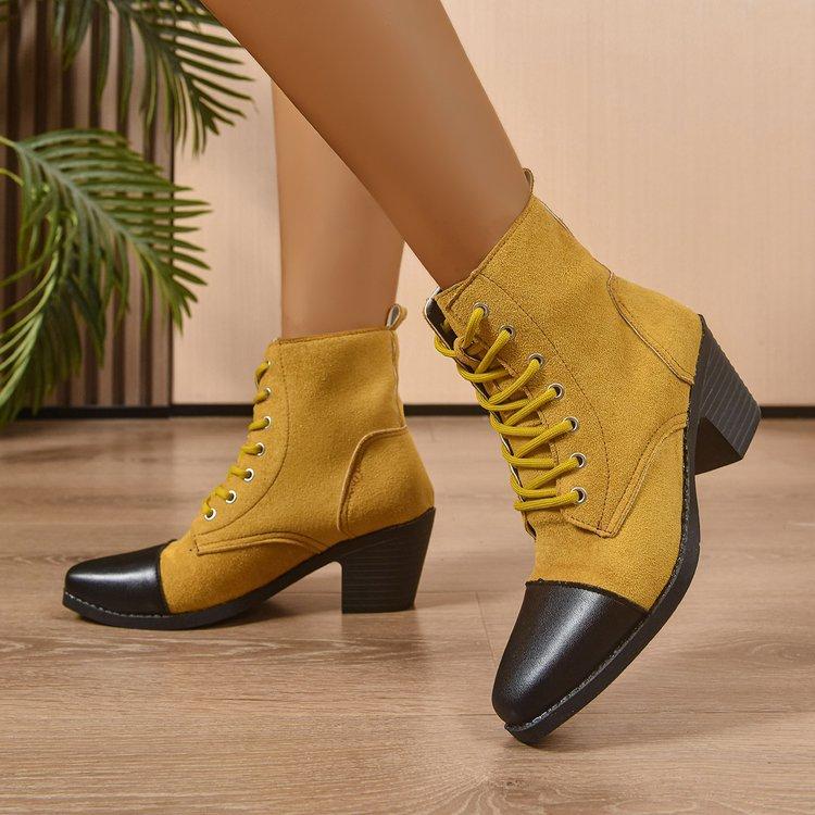 Women's Fashion Hundred Soft Elastic Comfortable Ankle Boots Shock Absorbing Anti-slip Casual Sports Lace-up Martin Boots