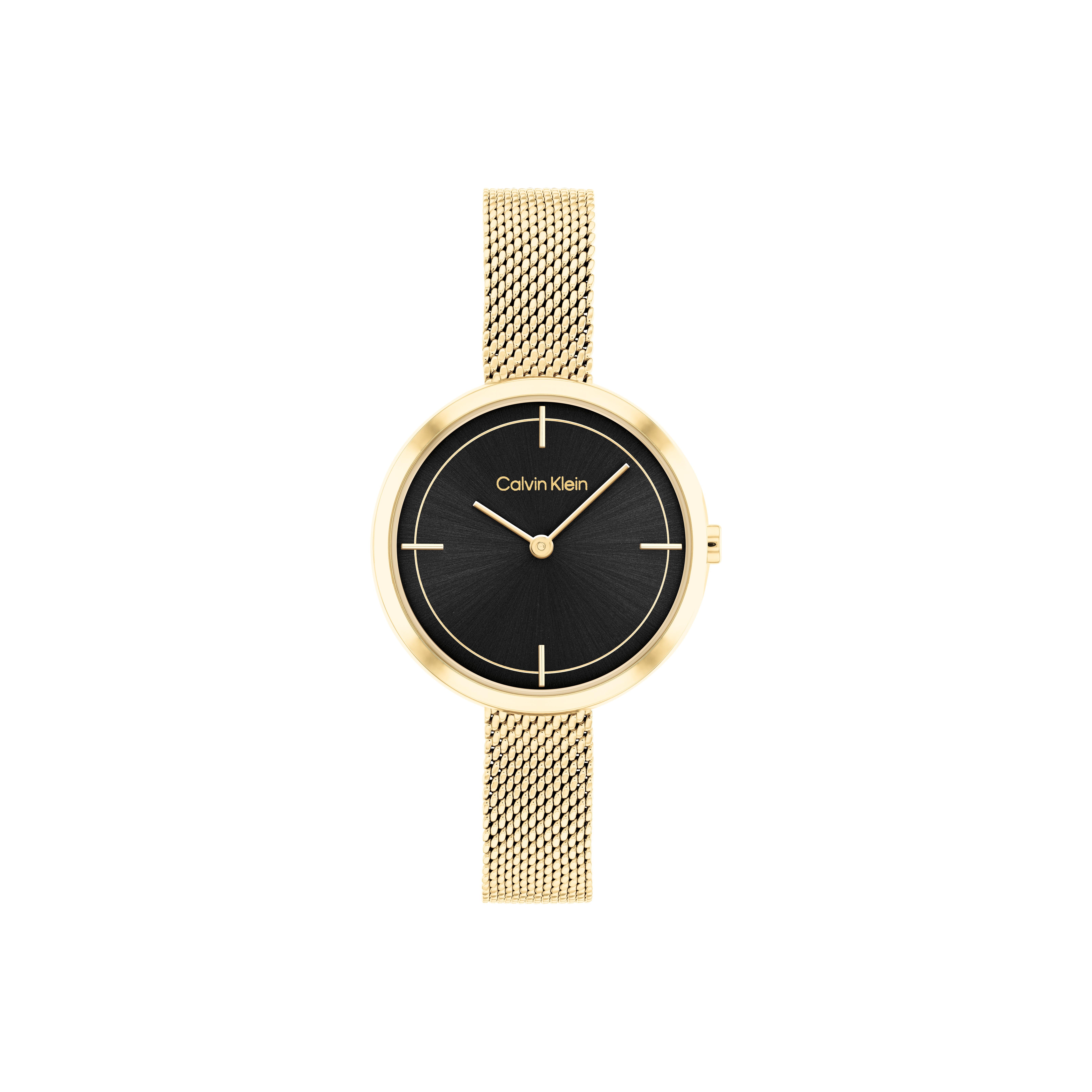 

Calvin Klein Fashion Series Watch Quartz Movement Black Dial Women watches 25200186 Regular Watch Box,Gold Strap Black Dial