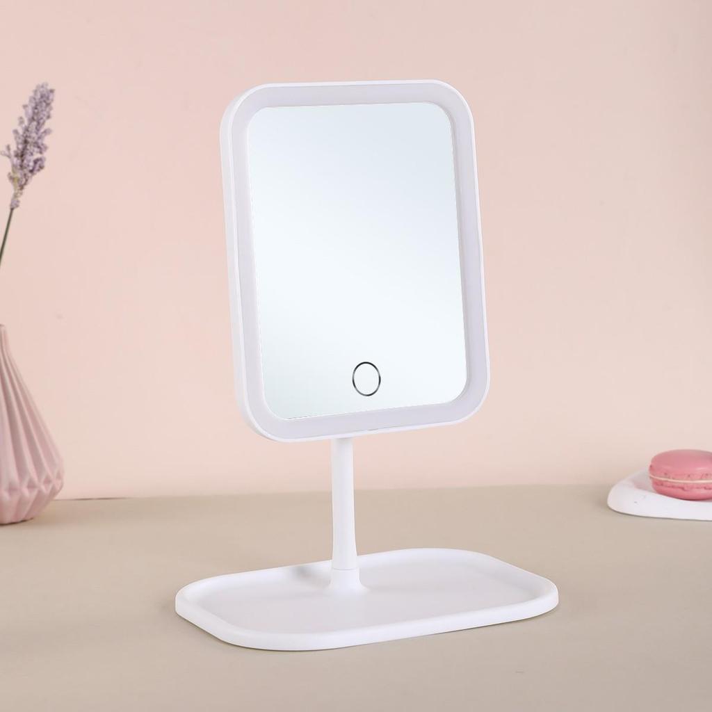 USB Rechargeable LED Vanity Mirror: Portable, INS Style Makeup Mirror with Light for Dorms