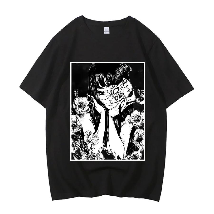 Cartoon Junji Ito Uzumaki T-Shirt Horror Japan Guro Funny Girl Anime High Quality Cotton T Shirt Gift Shirt1