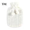 Explosion Proof Hot Water Bag 2L Bottle with Plush Cover, Pompom Drawstring Portable Bag, Winter Warm for Hands, Feet, Stomach