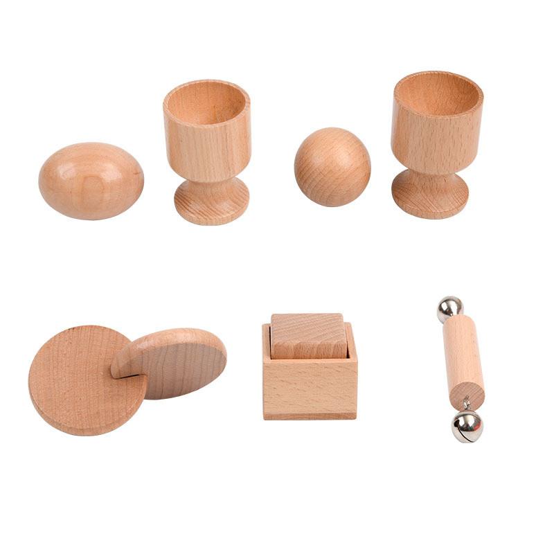 Montessori Wooden Baby Toy Set With Rattles And Shape Sorting For Toddler Play