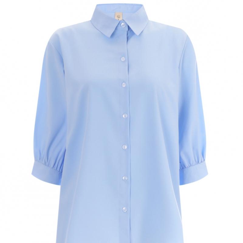 Shop Women Puff Sleeve Summer Daily Short Sleeve Shirt Light Beige Bls Wnb 120