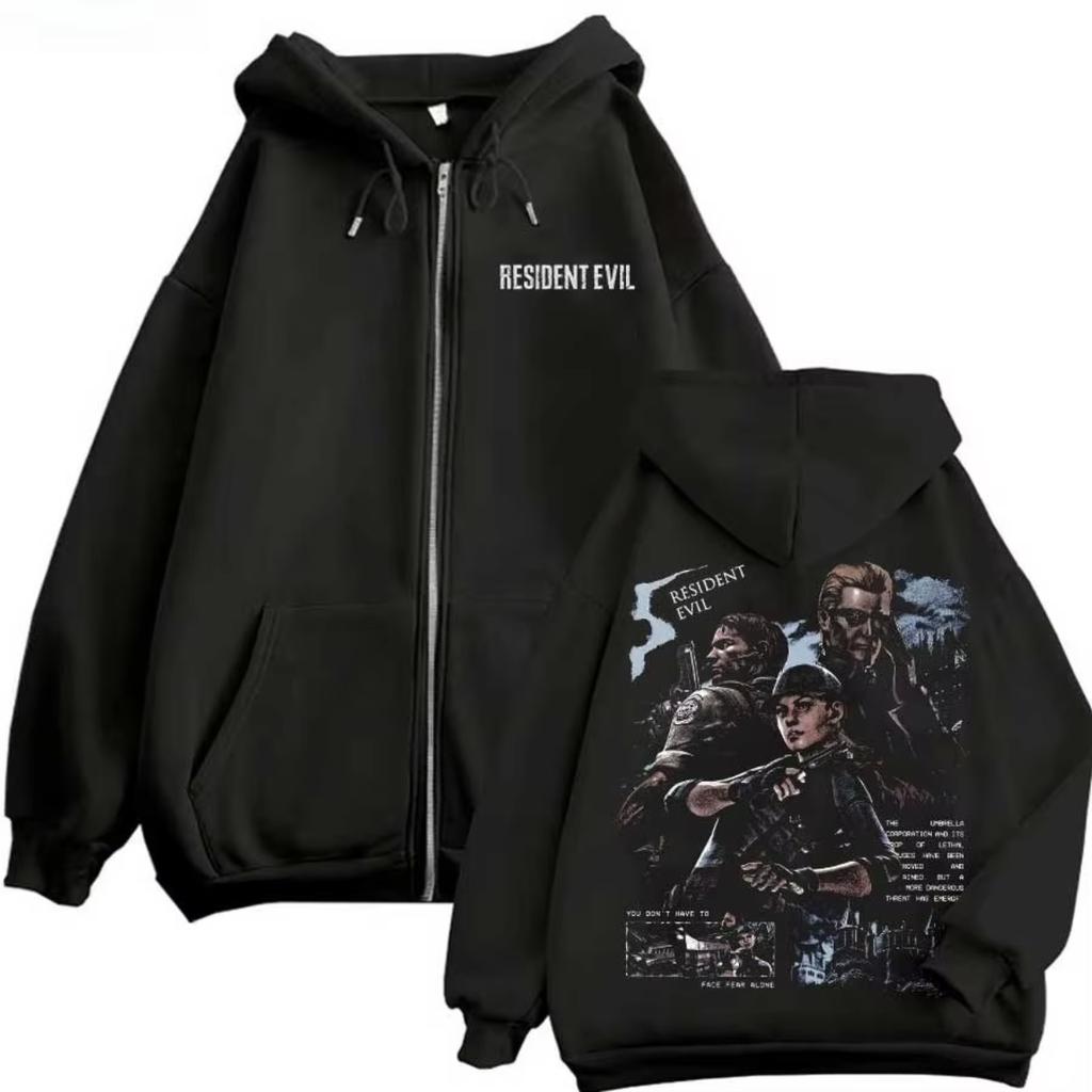 Resident Evil Game Theme Zipper Hoodie Retro Street Style Men's and Women's Zipper Hoodie Street Fashion