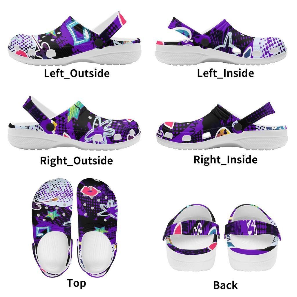 Colorful Printed EVA Garden Shoes Unisex Lightweight Breathable Slip On Clogs Beach Pool Bathroom Home Slippers Comfort Fit