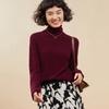 Women's Solid Color Cashmere High Neck Sweater - Loose Knit, Seamless Wool Base Layer