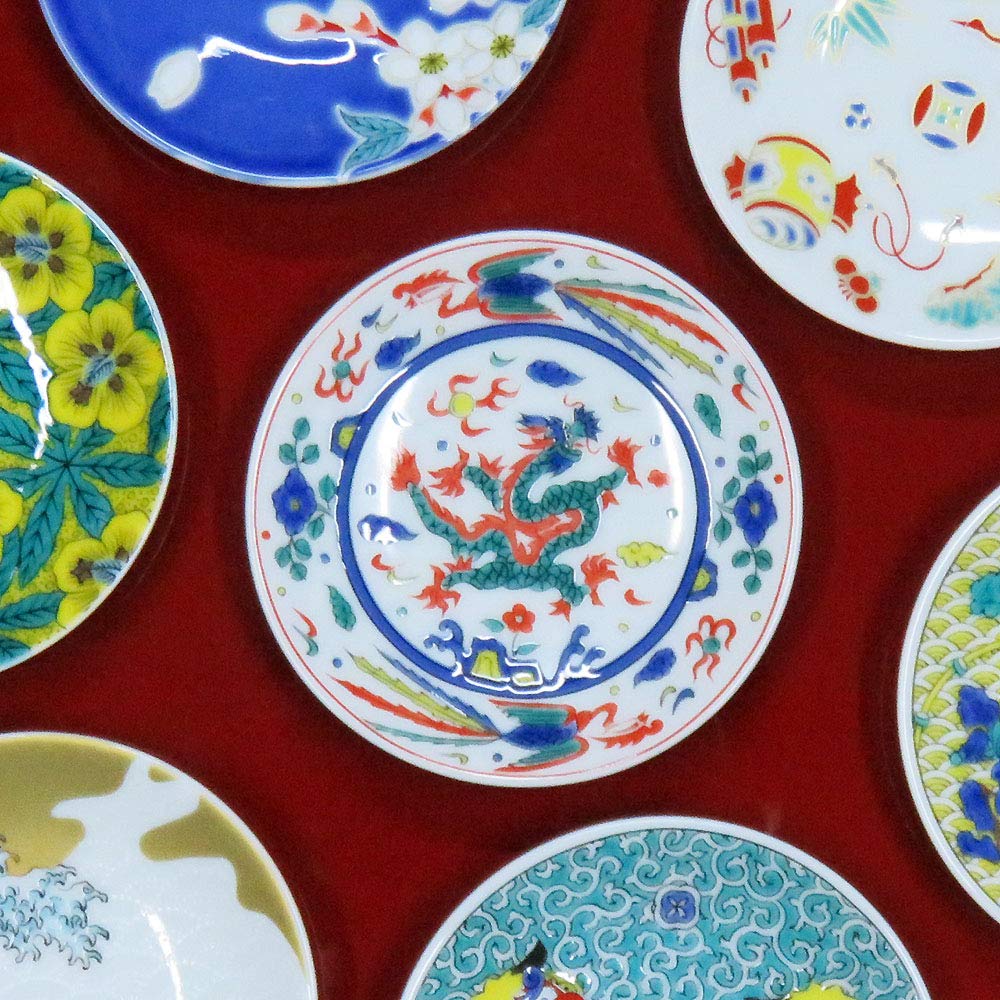 Japanese Warehouse Kutani Ware Auspicious Bean Plate Banreki Gosairyu of Ceramic Small Plate Serving Plate Brand Japanese Tableware (Set 2)