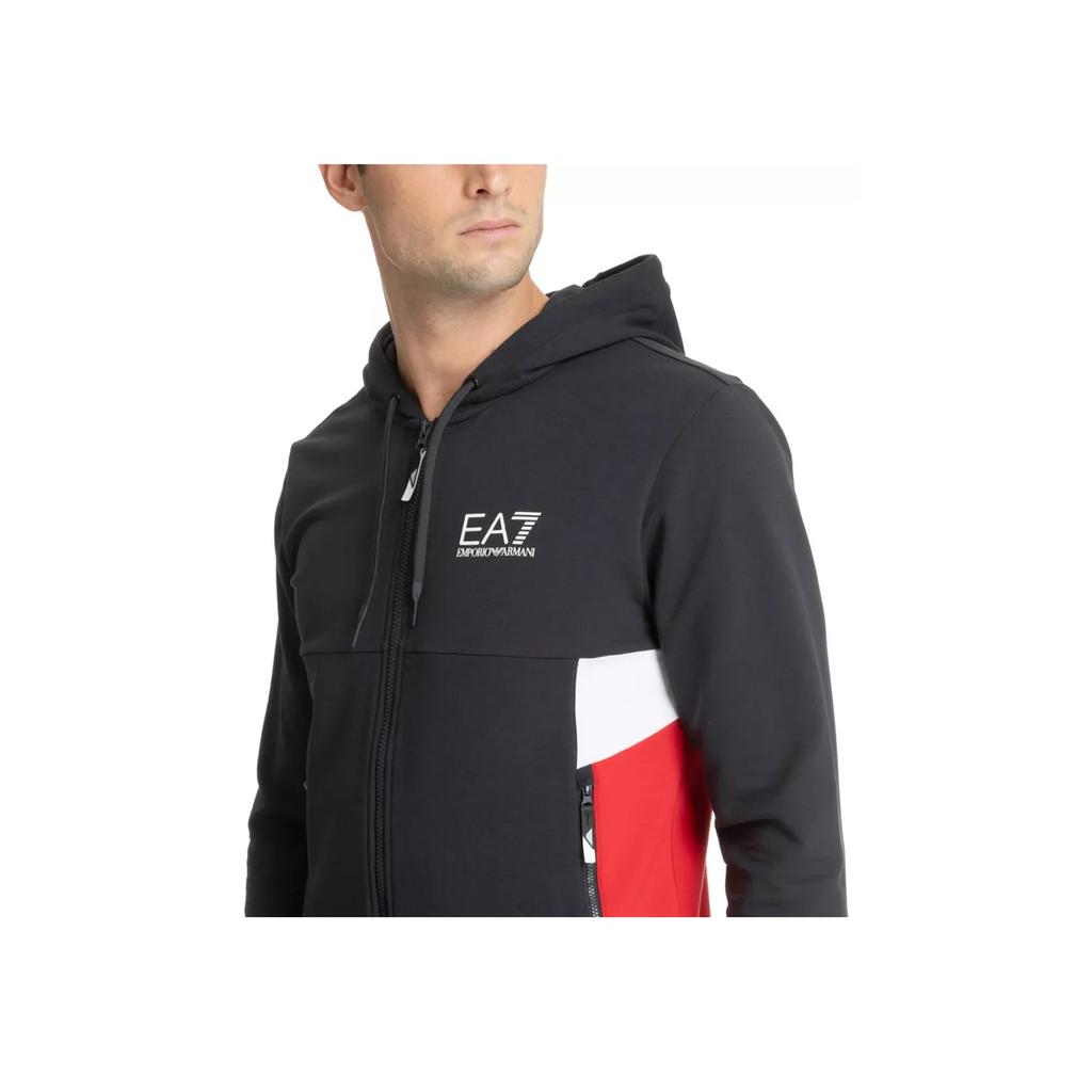 Emporio Armani Giacca con Cappuccio e Zip EA7 Stampa Lettere Color Block Uomo giacche Nero 3DPM15-PJLIZ-1578