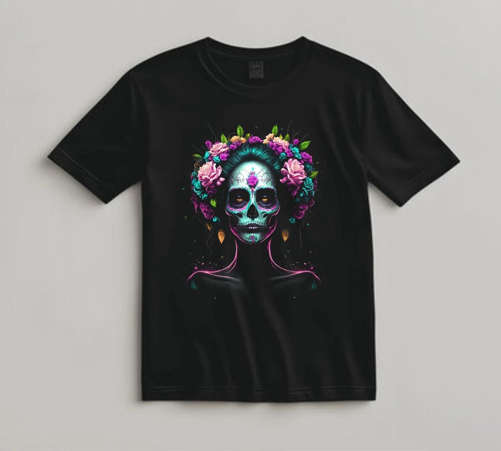 

Mens Black T-Shirt Dia De Los Muertos Skull Rose Art Mexican Heritage Tee A409 2XL