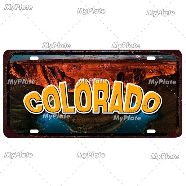 [MyPlate]Vintage America State USA City Licenses Plate Metal Sign Tin Sign Poster Plaque Decor Bar Pub Club Home Wall Decoration