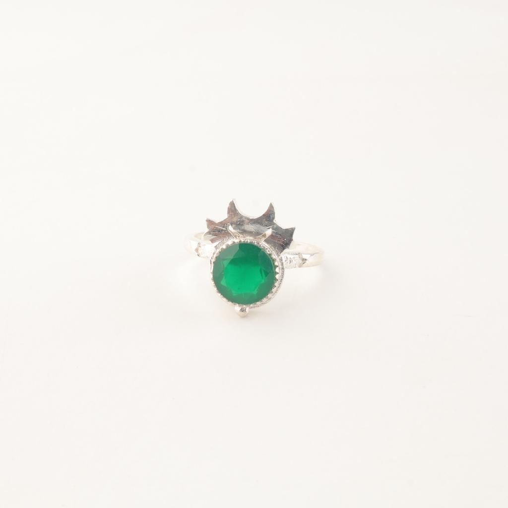 Natural Green Onyx Gemstone 925 Sterling Silver Jewelry Handmade Ring For Women RR-67-14