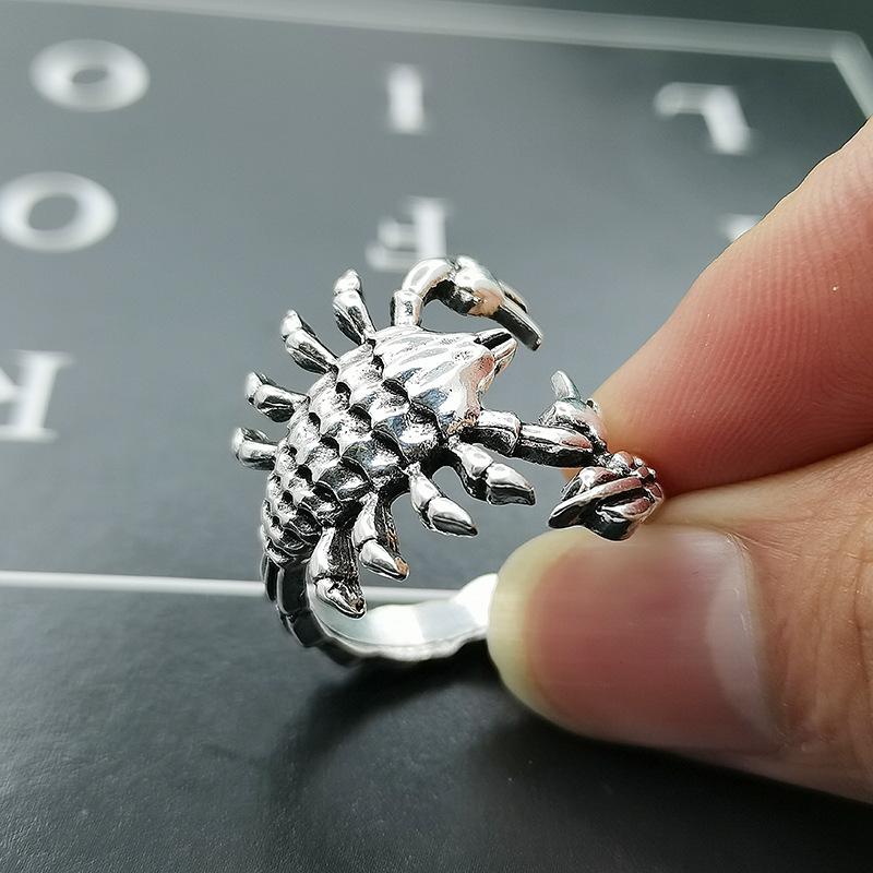 Huajie Retro Punk Style Rings Old Metal Rock Scorpion Shaped Resizable Rings New Gifts Accessories