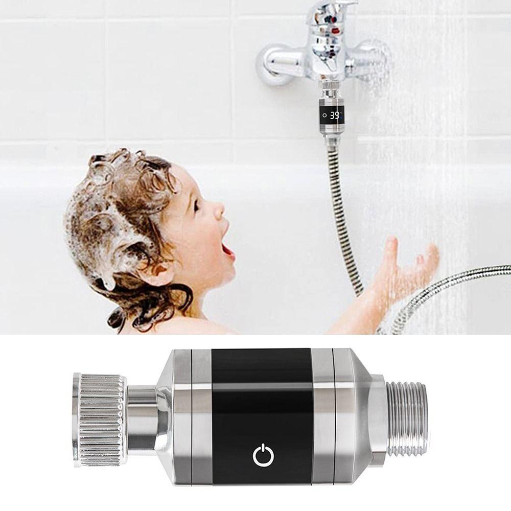 Silvery Shower Water Thermometer LED Digital  Display Faucets Water Thermometer  Bathroom
