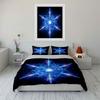 3Pcs Neon Geometric Bedding Set, Rainbow Light Star Pattern Print Duvet Cover + 2 Pillowcases, Techno Vibe Home Decor