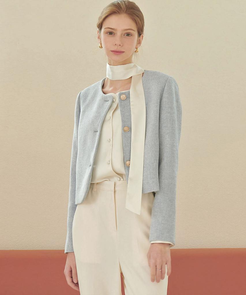 Micane Amaryllis Tweed Semi-Crop Jacket Sora
