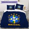 Brazilian Football Pattern Bedding Uilt Set Uilt Cover Pillowcase Home Decoration Birthday Gift (1 * Duvet Cover + 2 * Pillowcase Without Core)