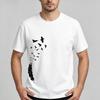 Unisex 100% Katoen Ronde Hals T-shirt Zwarte Veer Vliegende Vogels Silhouet Minimalistisch Grafisch Korte Mouwen Casual Zomer Top