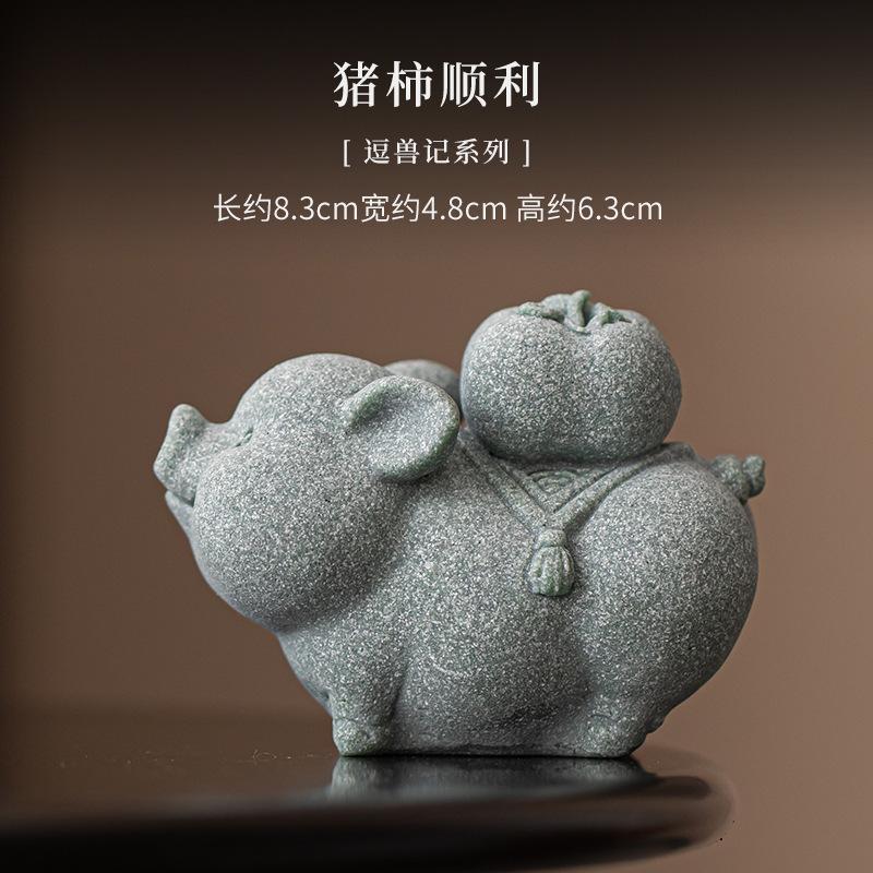 Kreative Glücksbringende Reichtum Grüner Sandstein Tee-Haustier Ästhetisches Aquarium Landschaftsgestaltung Tee-Figur Spielzeug Tee-Statue Ornamente