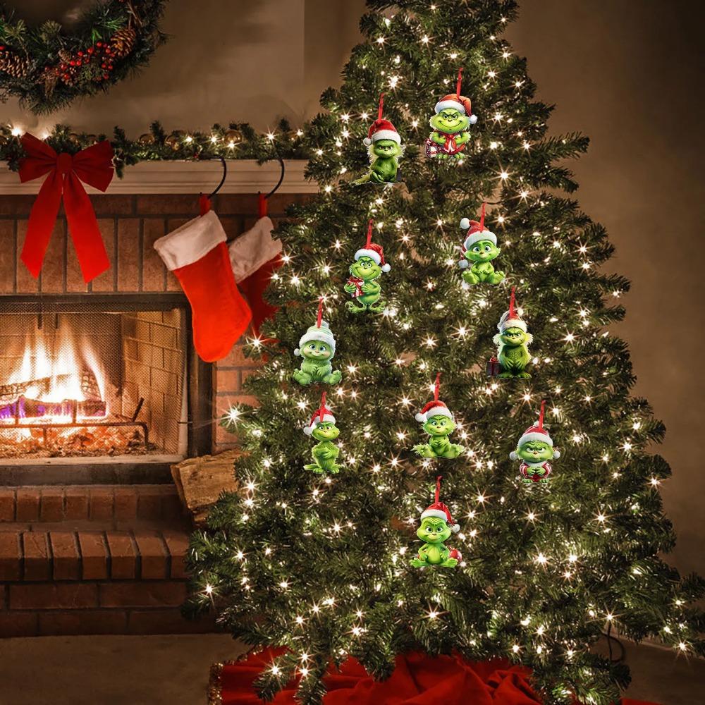 8cm Kreativer Flacher Weihnachtsbaumschmuck – Festliche Hängedekoration für Feiertage, Party- & Geburtstagsgeschenke