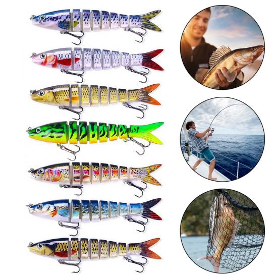 Przegubowy sztuczny wabik wędkarski z oczami 3D, realistycznie wyglądający, o żywych kolorach, sztuczna przynęta, twardy wabik z kotwiczkami