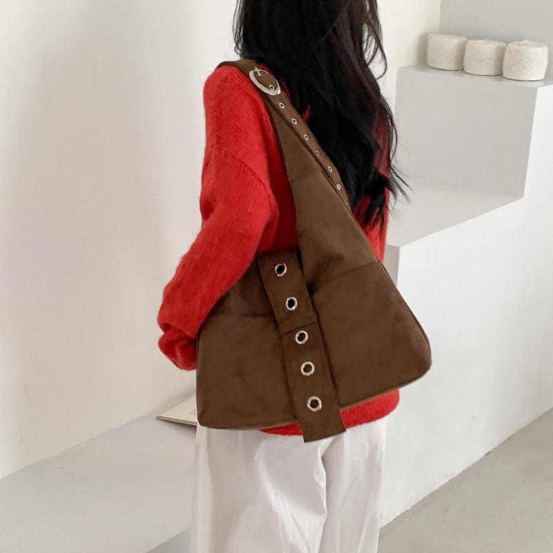 Autumn and winter retro suede bag, belt buckle, shoulder bag, large bag, suede large capacity, high-end tote bag women