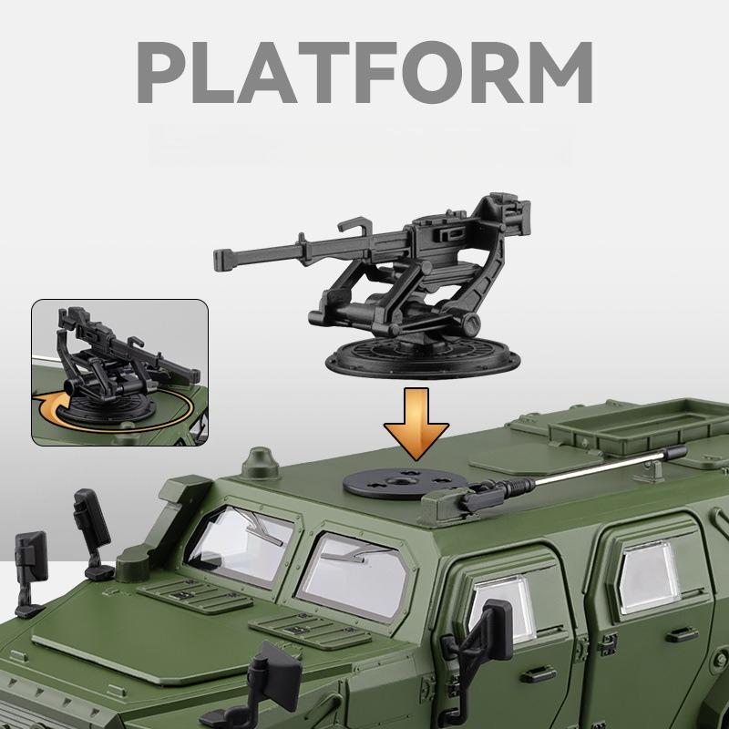 1:20 Bravewarrion Armored Explosion Proof Vehicle Alloy Diecast Model Car Sound & Light Pull Back Children's Toys for Kids Child