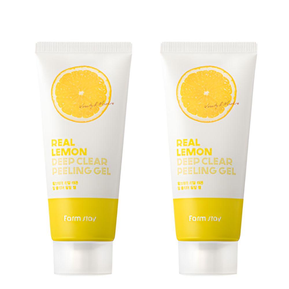 Farmstay Real Lemon Deep Clear Peeling Gel Brightening Exfoliating Face Peeling Gel 100ml x 2