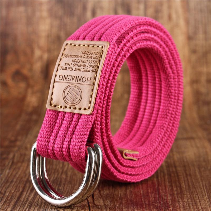 Korean Style Unisex Canvas Belt: 19 Colors, Double Ring Buckle, Casual & Business Design