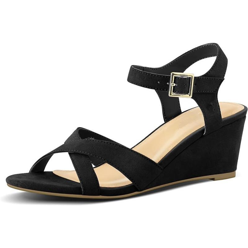 Spring new wedge heel sandals one-button fashionable versatile women's shoes