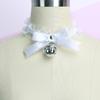 Choker in Pizzo con Campanellino Gatto Dolce Carino Gotico Choker Staccabile Cosplay Festa Gioiello Regolabile Nero Rosa Bianco