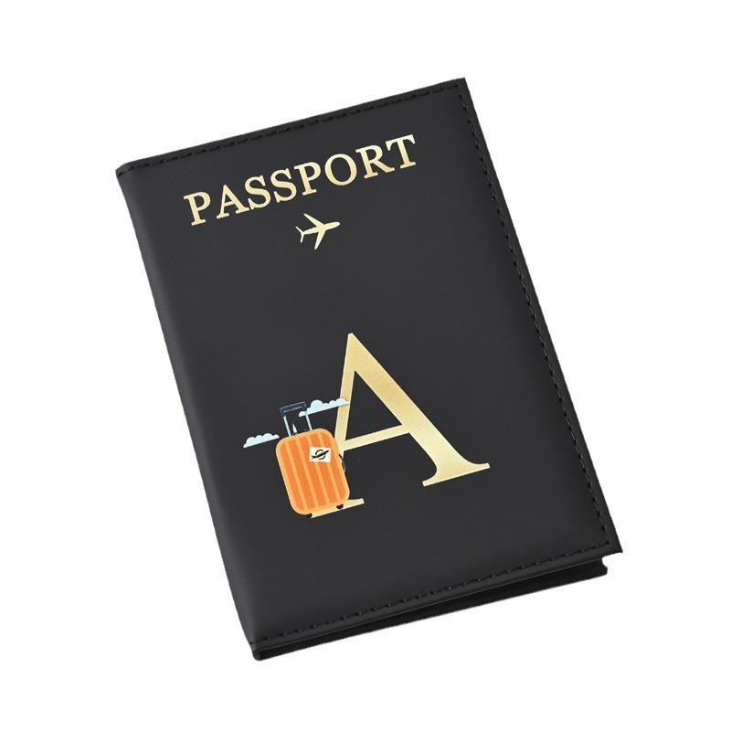 Husă pentru pașaport din piele imprimată cu litere Bărbați Femei Suport pentru pașaport Clip pentru bilet de avion Huse pentru pașapoarte Suport pentru identitate Suport card de credit