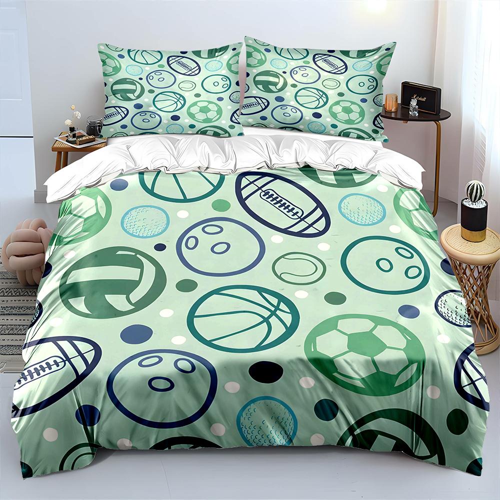 Various Ball Pattern Background Duvet Cover Set Digital Print Colorful Polyester Bedding with Zipper Closur for kids gifts