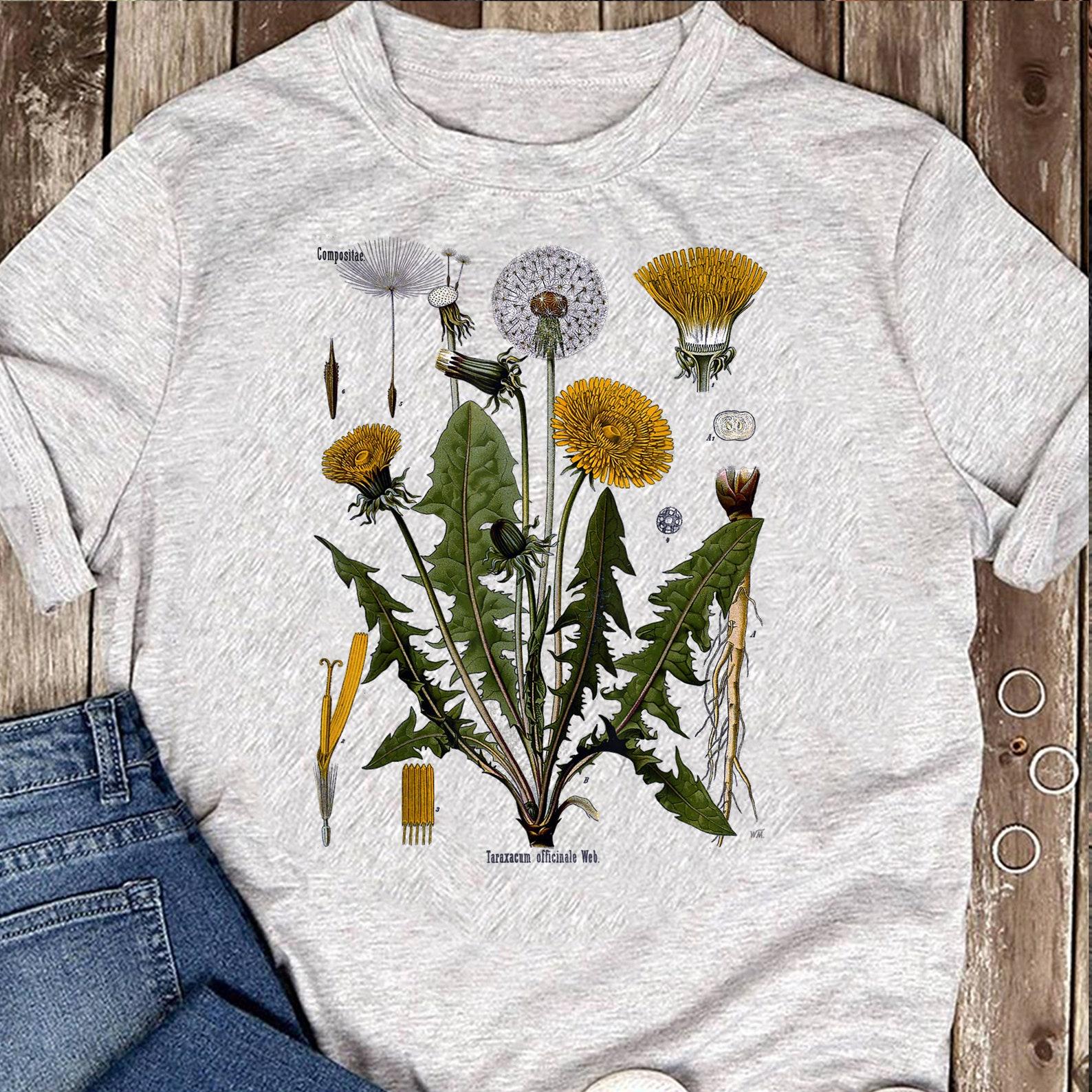 Dandelion Botanical T-Shirt - Vintage Dandelion - Dandelion Shirt L