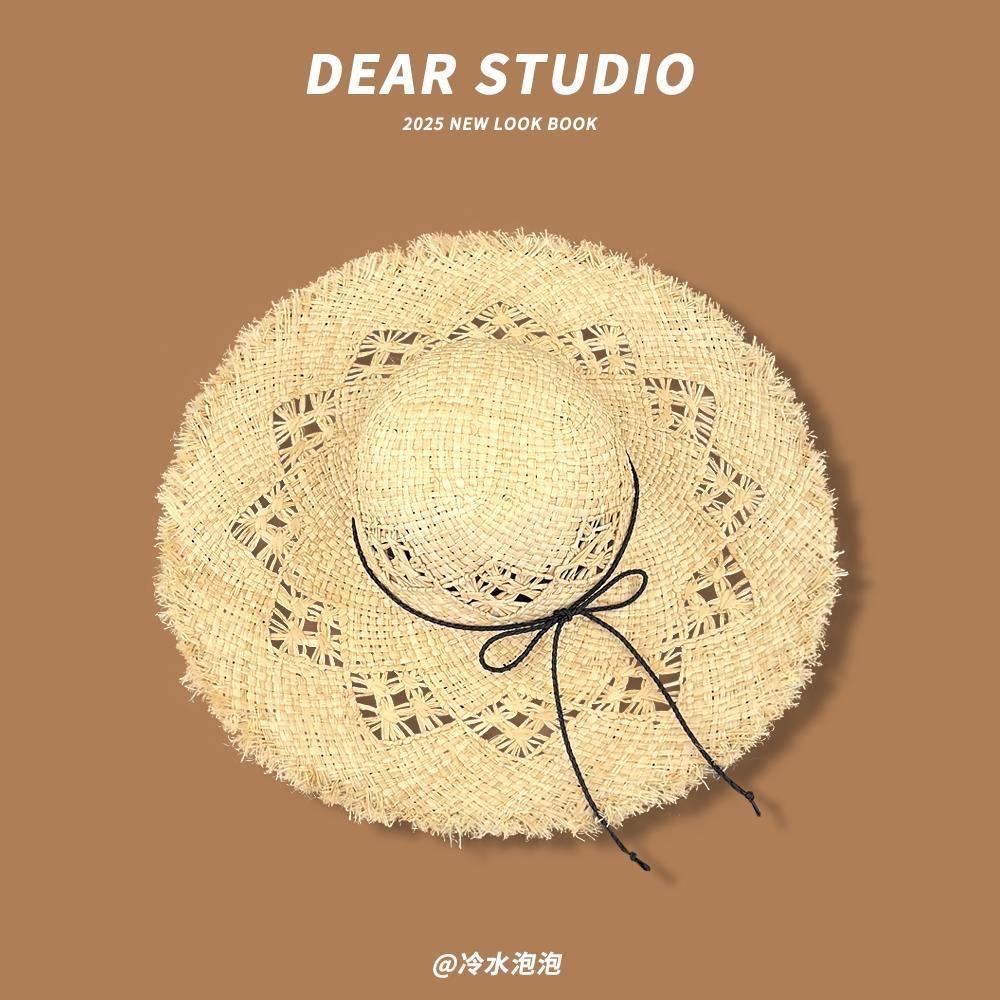 Lafite straw hat burr edge summer women big brim straw hat sun hat beach hat travel hat lafite straw hat
