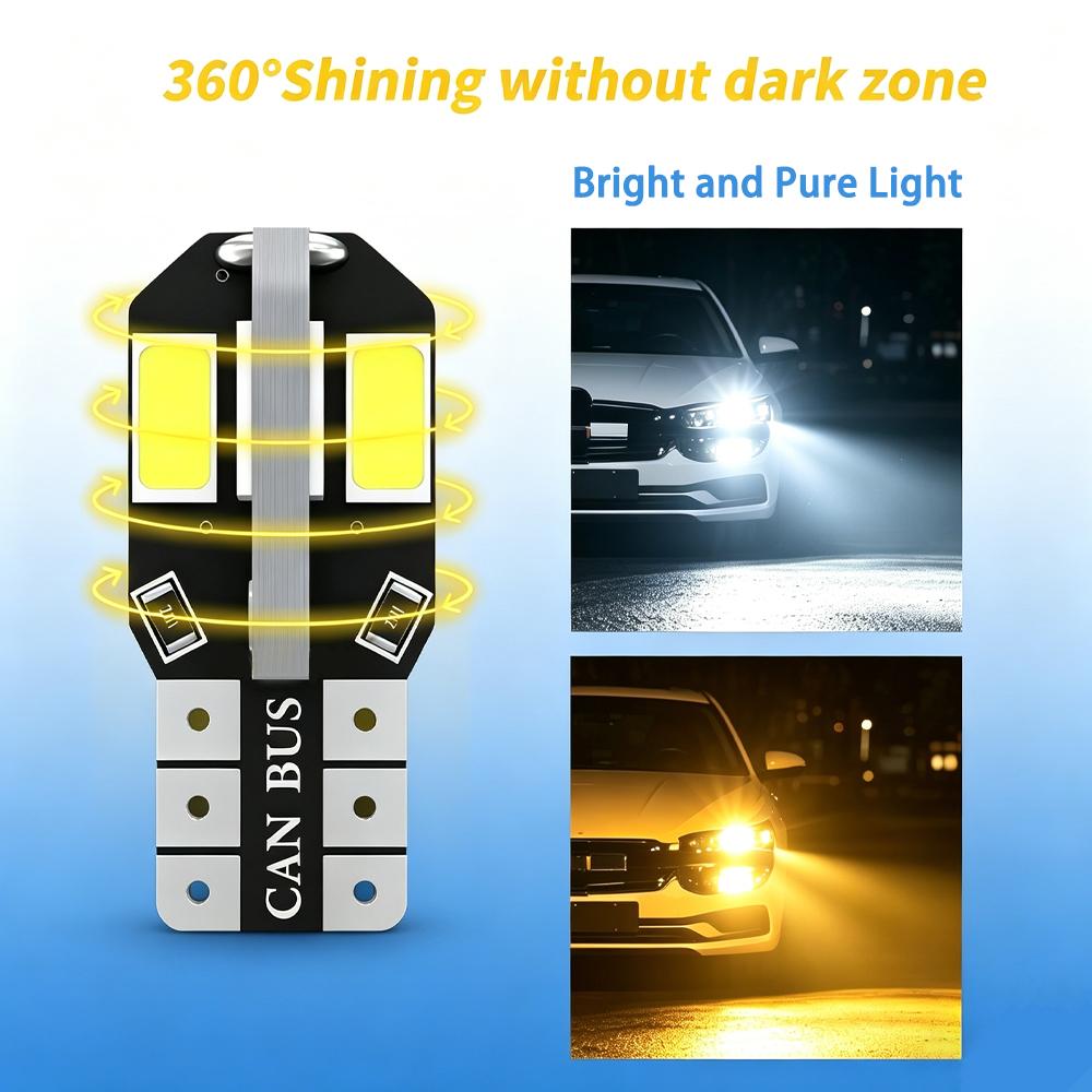 10pcs T10 W5W 194 LED Bulbs CANBUS No Error 12V 5W High Lumen Car Interior Side Marker Light 3030 SMD White Amber Red Bulbs 7