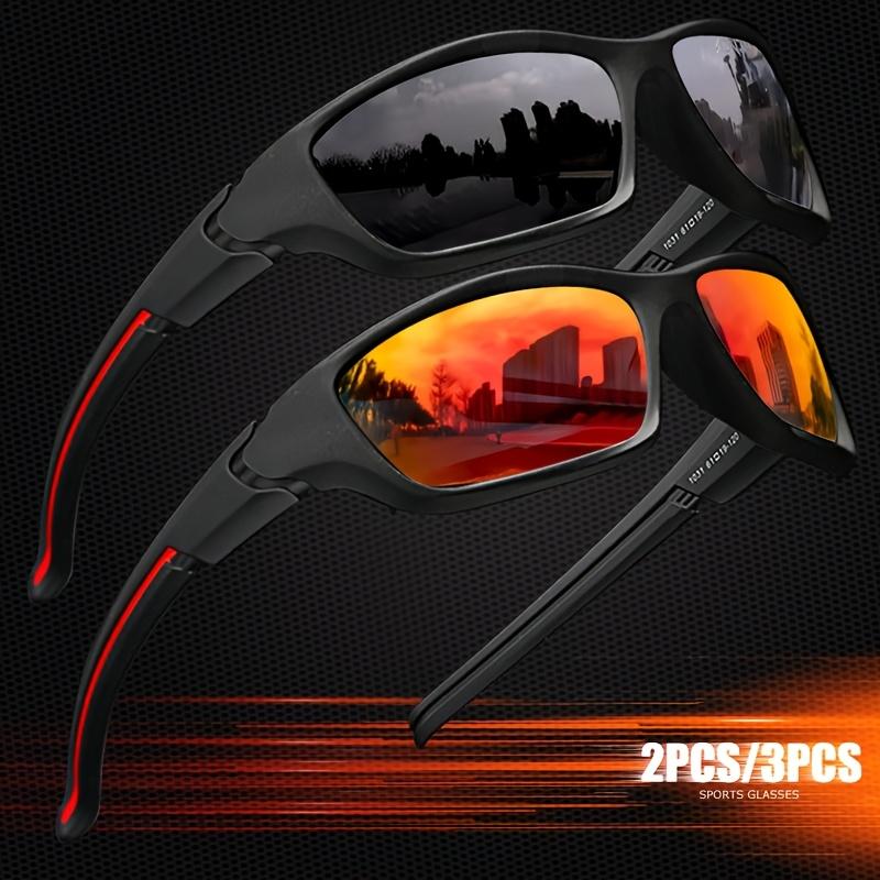 2/3pcs Men'S Sport Outdoor Protective Sunglasses Glasses Set TAC Lenses Anti-Glare Coating for Driving
