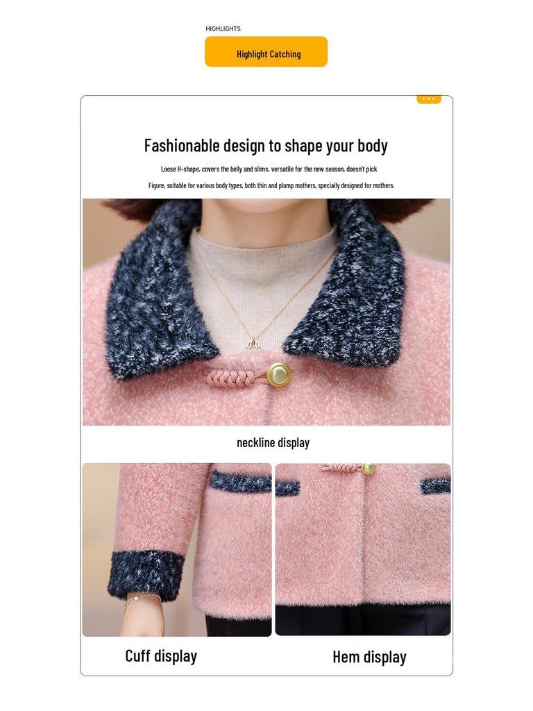 Xiaofu Women's Mid-Aged Short Wool Blend Coat