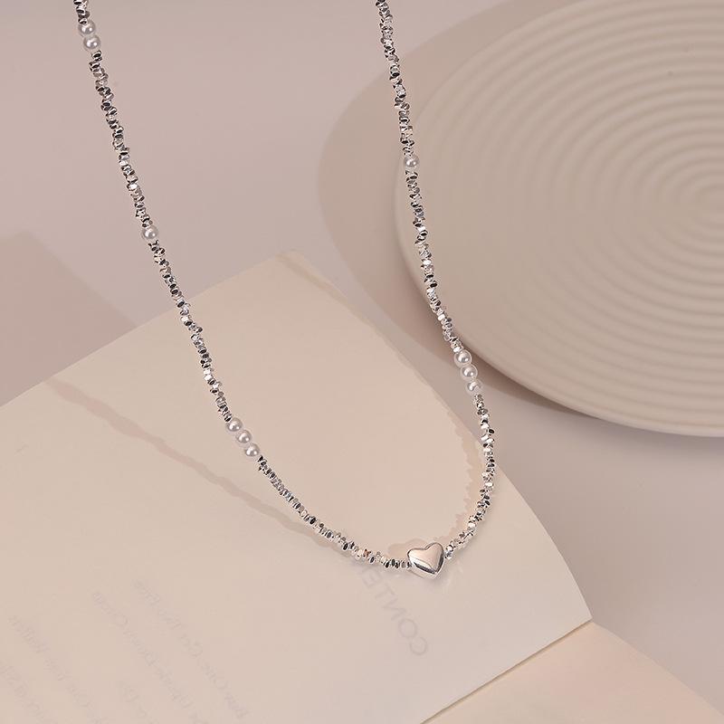 Heartbreak Sterling Silver Pearl Necklace - Women's Summer Light Luxury Niche Choker with Exquisite Millet Bead Clavicle Chain